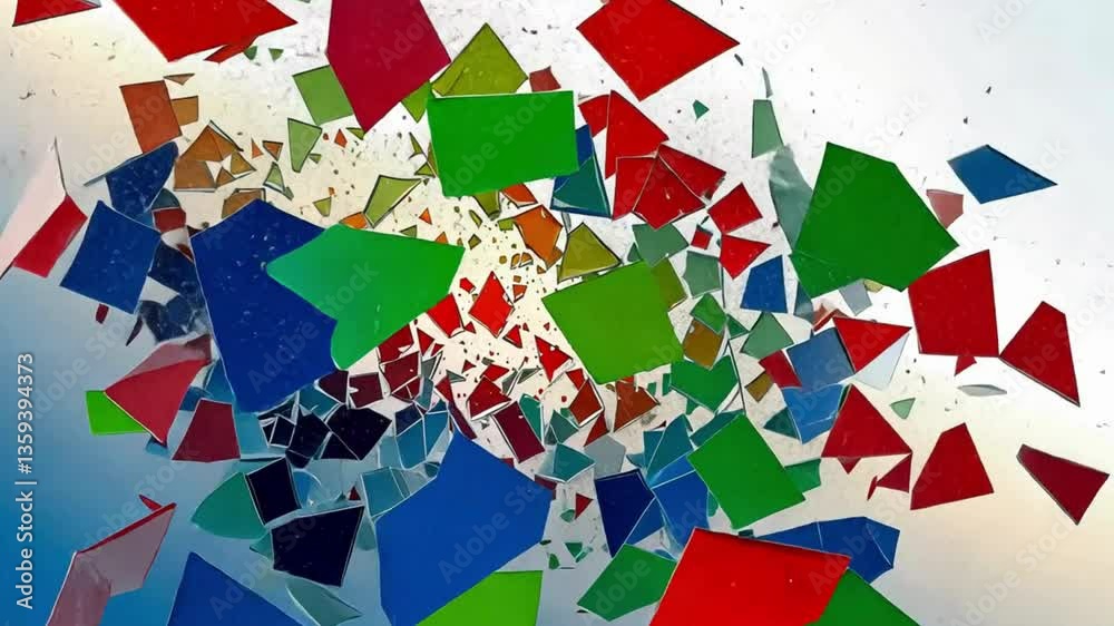  A glass shatter effect where fragments split into red, green, and blue hues..