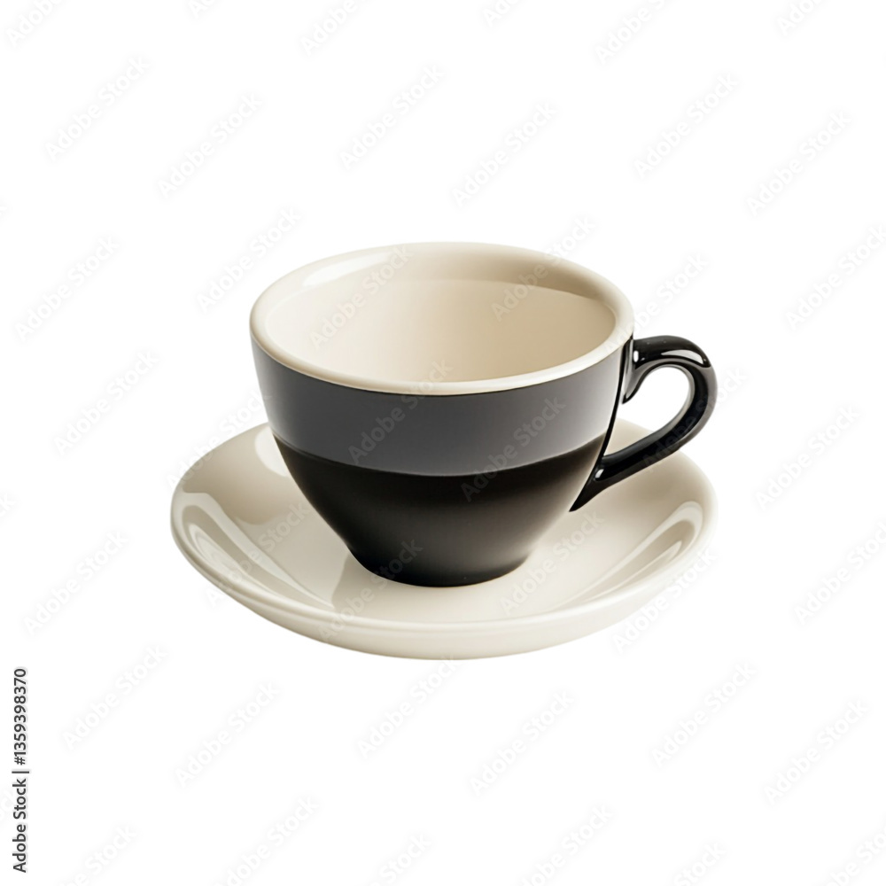 Elegant Black and White Coffee Cup on Saucer Elegant Black and White Coffee Cup on Saucer