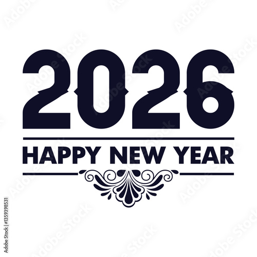 Happy new year 2026 design with colorful truncated number illustrations. Premium vector design 2026