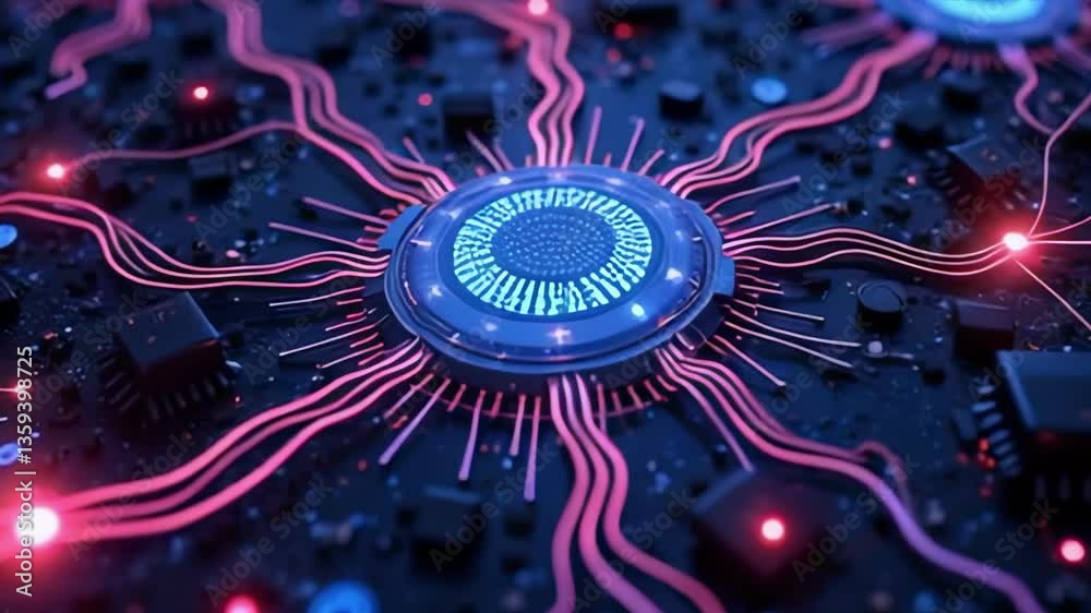 Futuristic Abstract Technology Background with Circuits and Glowing Elements Futuristic Abstract Technology Background with Circuits and Glowing Elements