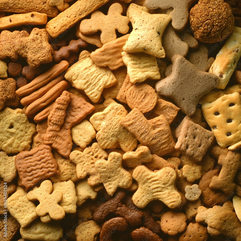 Fototapeta premium Assorted Animal Shaped Cookies Background Texture