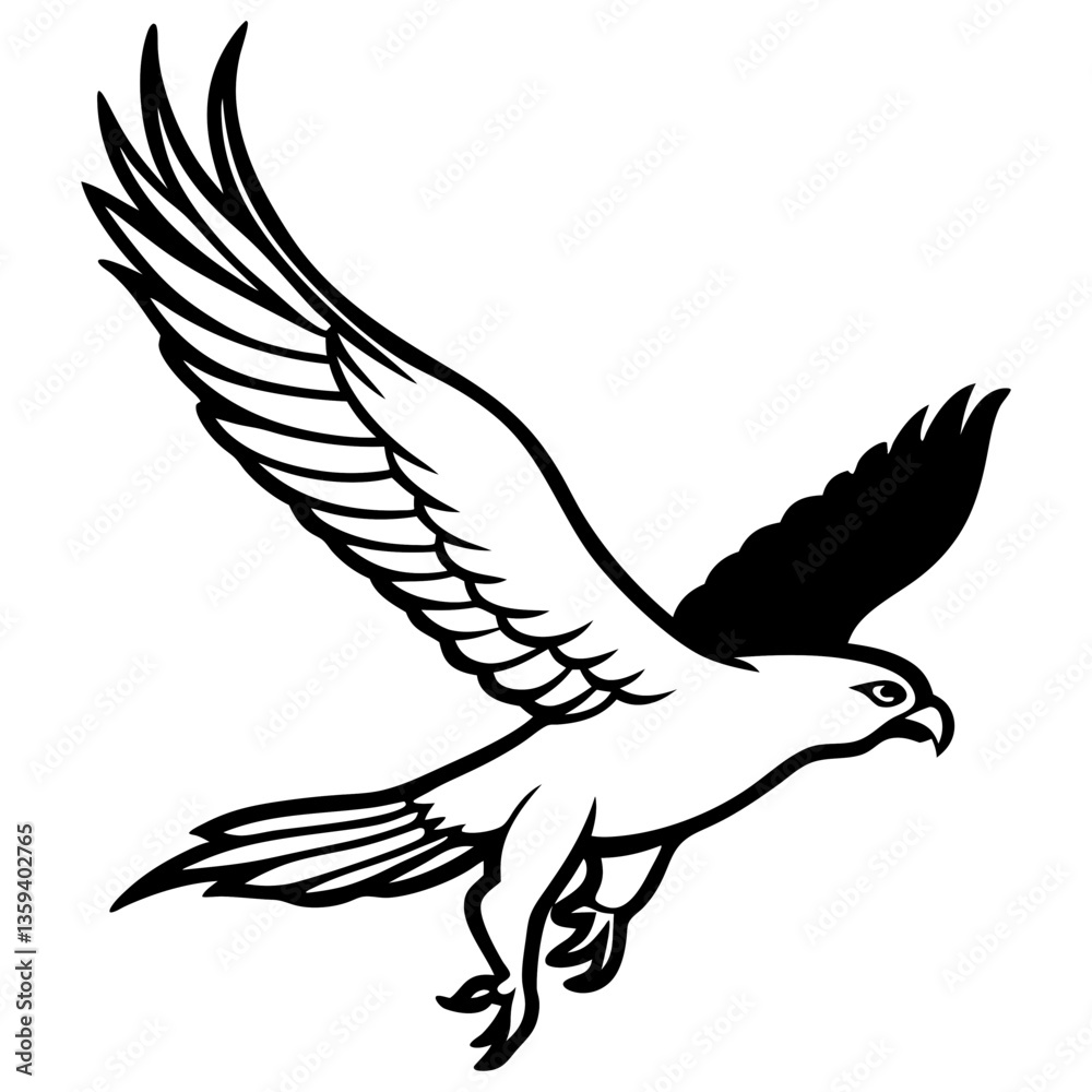 A vector silhouette of a hawk diving down with its claws extended, A vector silhouette of a hawk diving down with its claws extended,