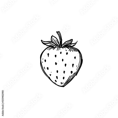 Freshly drawn vector illustration of strawberry, perfect for food-related designs, prints, or branding. Ideal for summer themes and culinary projects, capturing essence of sweetness and freshness!