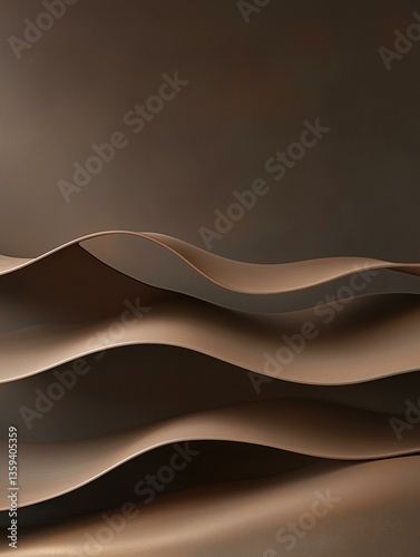Abstract digital art piece with a dark brown background. it features a series of wavy lines that create a sense of movement and depth.
