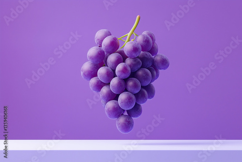 Vibrant Purple Grapes Cluster on Solid Background