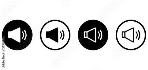 Sound icon collection. Volume icon vector. Audio speaker volume icon. black and white buttons