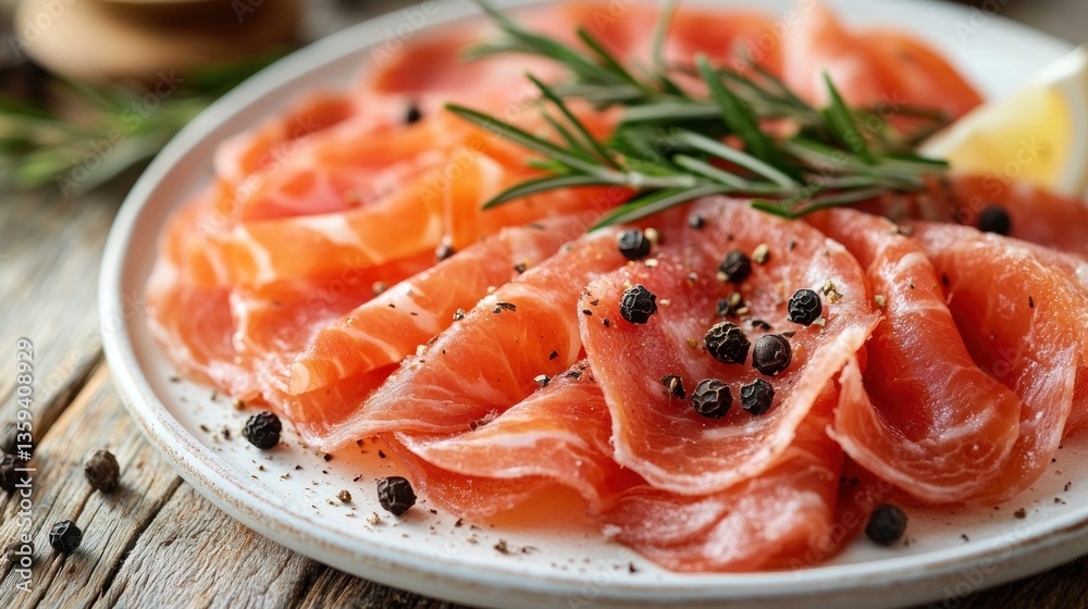 Delicious Smoked Salmon Appetizer on a Plate Delicious Smoked Salmon Appetizer on a Plate