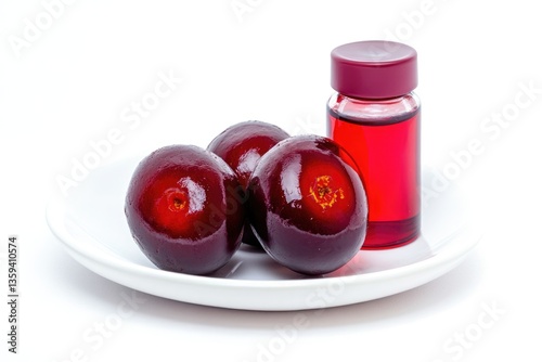 Eleutherococcus Herbal Medicine. Photo of Isolated Eleutherococcus Fruit on White Background