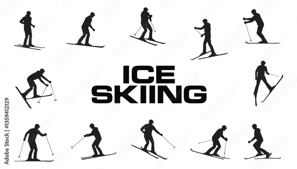 Fototapeta premium A silhouette of a skier in winter. Isolated modern design of a ski silhouette