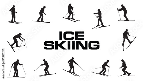 A silhouette of a skier in winter. Isolated modern design of a ski silhouette
