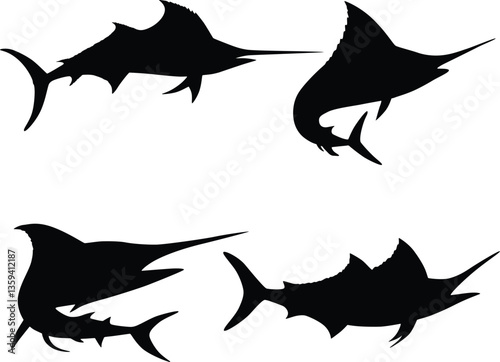 Bold and Dynamic Marlin Fish Silhouette Designs for Your Creative Needs