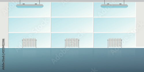 Vector modern loft office interior empty scene in flat style