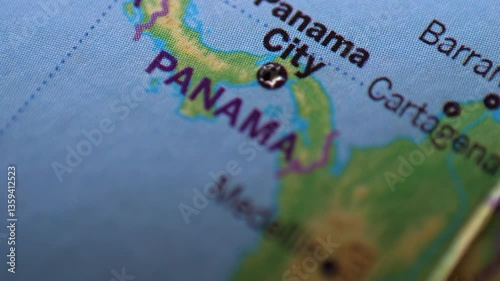 View of the Panama on a world map 4K