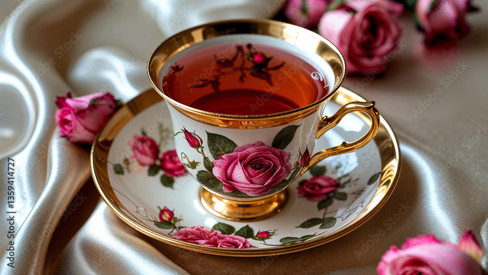 Fototapeta premium cup of tea with rose