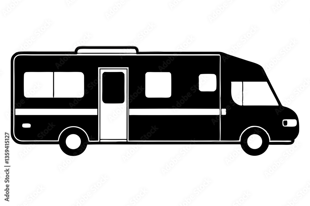 Rv camper silhouette vector illustration Rv camper silhouette vector illustration
