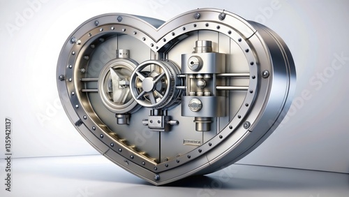 Heartshaped Vault Door Silhouette - Stock Photo, White Background, Security, Romance, Love,  Abstract, Banking, Finance, Safe,  Silhouette Photography