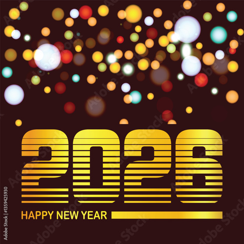 Happy new year 2026 design with colorful truncated number illustrations. Premium vector design 2026
