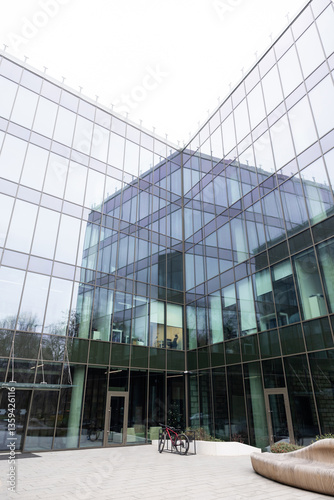 Picture of a big modern building with glass walls