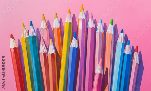 Colored Pencils On Pink