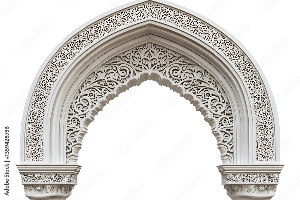Obraz premium 3D Historic Alhambra-Style Horseshoe Arch.