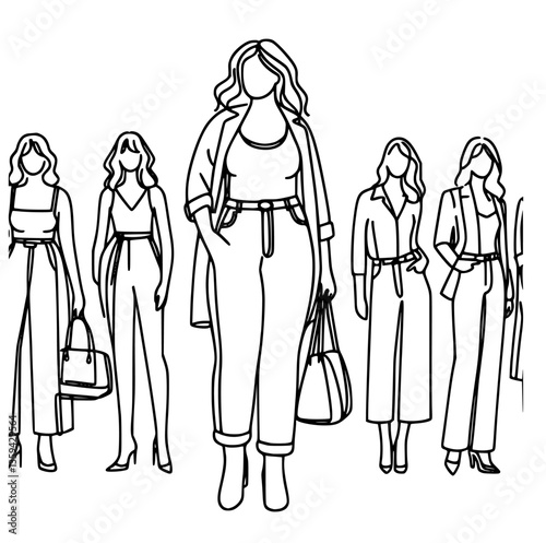 Simple yet artistic sketch of curvy women in motion.
