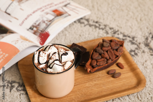 Mug of hot chocolate with m...