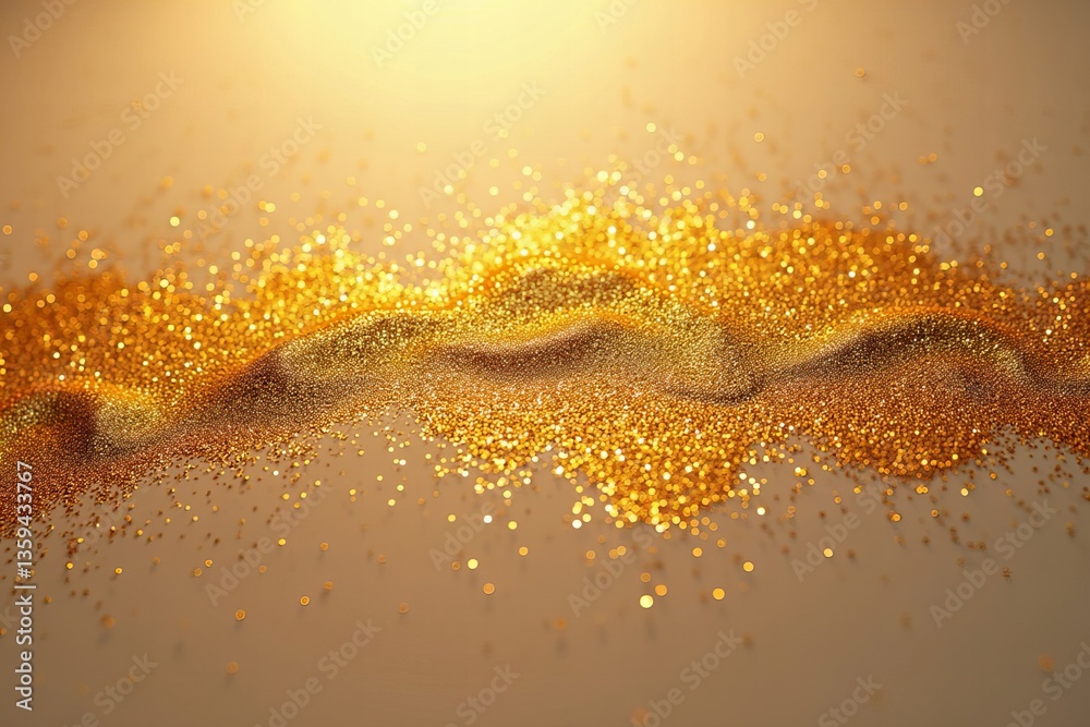Fototapeta premium Shiny Stroke Shape Captured in Close-Up Photo of Gold Glitter Swash