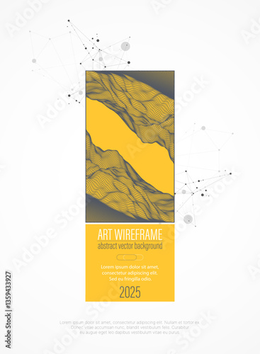 Wireframe design for posters. Page layout. ART background. Scientific cover template for presentations.