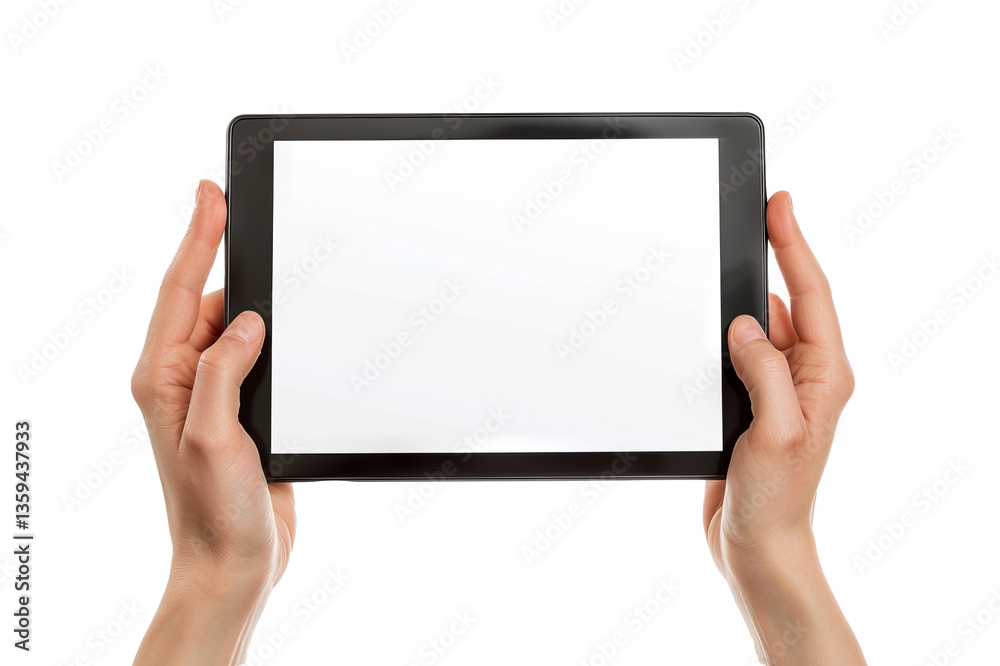 a hands holding a modern digital tablet with Blank Screen on transparent Background, Ideal for Mockups a hands holding a modern digital tablet with Blank Screen on transparent Background, Ideal for Mockups