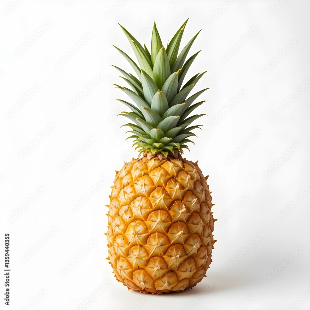 Fototapeta premium Pineapple - A juicy fruit with a tangy-sweet taste and fibrous texture. Commonly used in salads, pizza, or beverages.