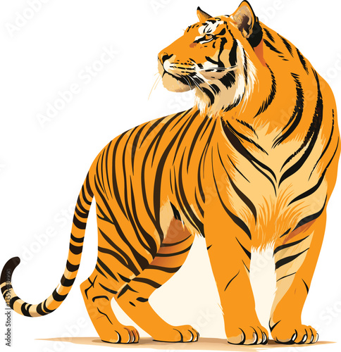 minimalist simple tiger vector art illustration with white background 