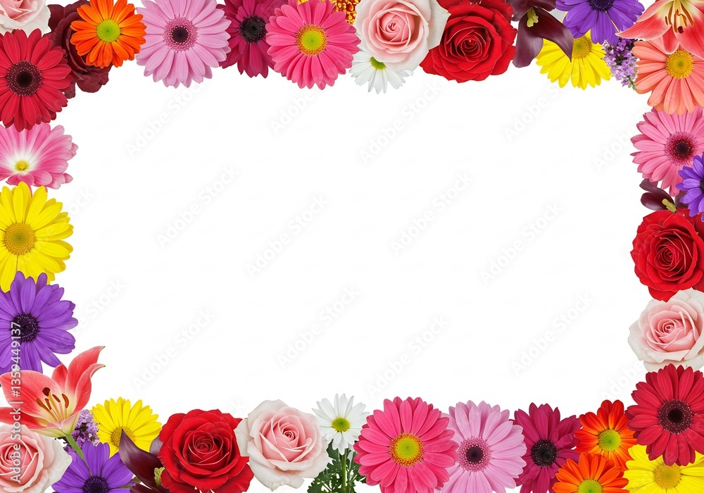 Obraz premium 鮮やか色彩の花枠 明るく華やかで幸せな雰囲気