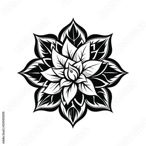 black and white flower vector