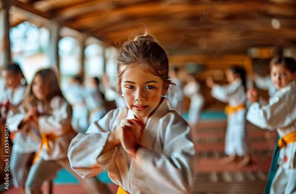 Children practicing martial arts on a tatami