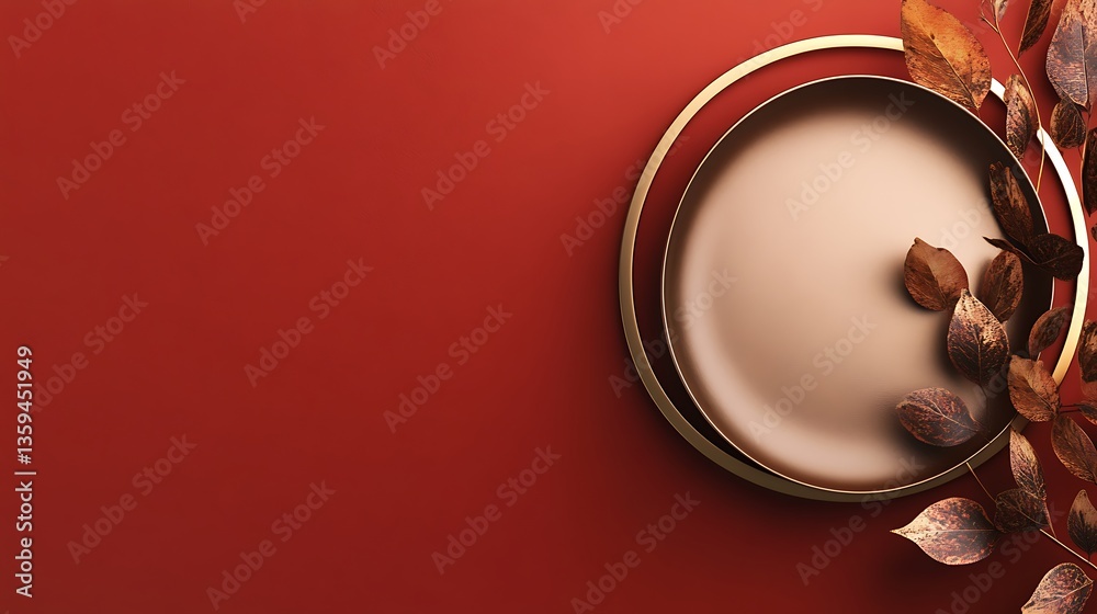Decorative Plates on Red Background Decorative Plates on Red Background