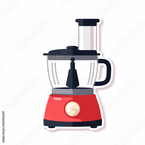 Colorful food processor illustration on white background, kitchen appliance