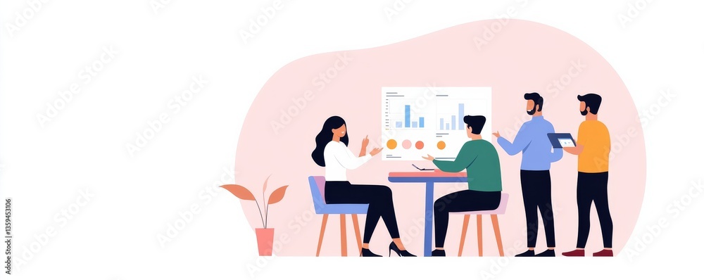 Business team brainstorming pricing strategies with interactive data charts and predictive analytics Business team brainstorming pricing strategies with interactive data charts and predictive analytics
