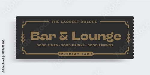 Bar and lounge vintage sign or label. Vector illustration
