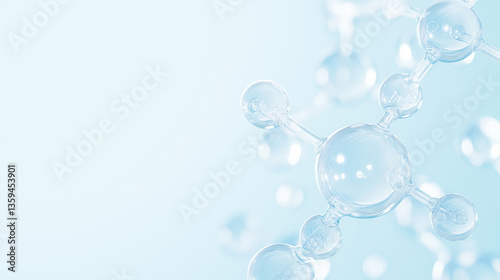 Abstract Molecular Structure on Light Blue Background