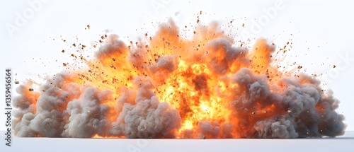 Powerful ordnance detonation with explosive shrapnel dispersal