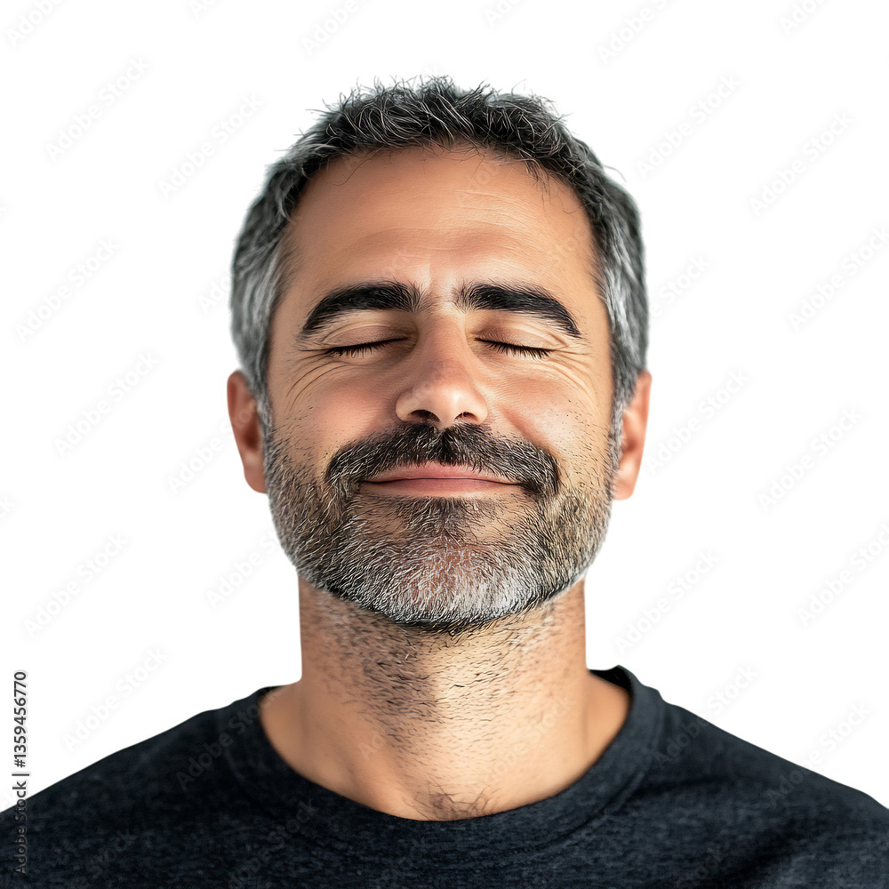 Fototapeta premium A Man with Grey Hair and Beard Smiling Isolated on Transparent Background