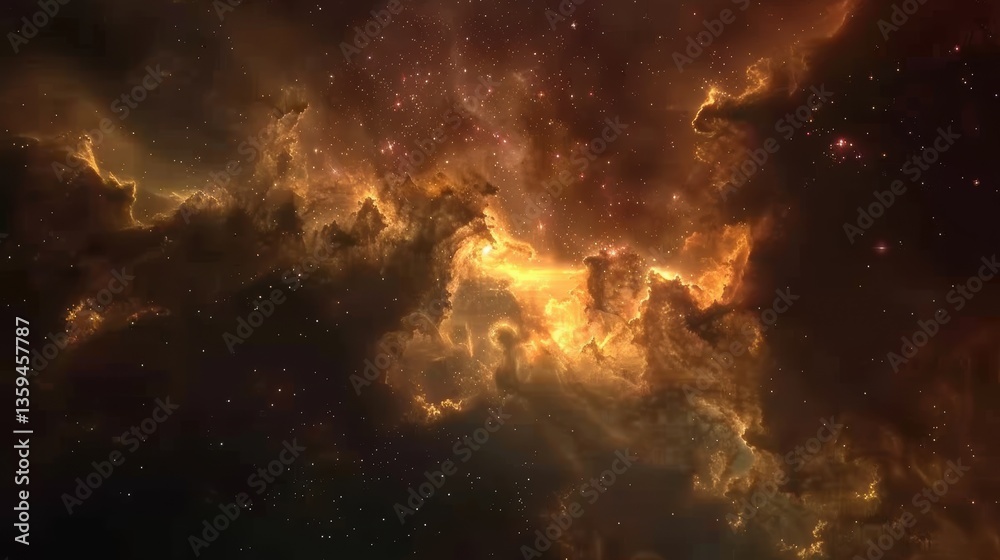 Fototapeta premium Deep space nebula with vibrant colors and glowing stars captured in stunning detail