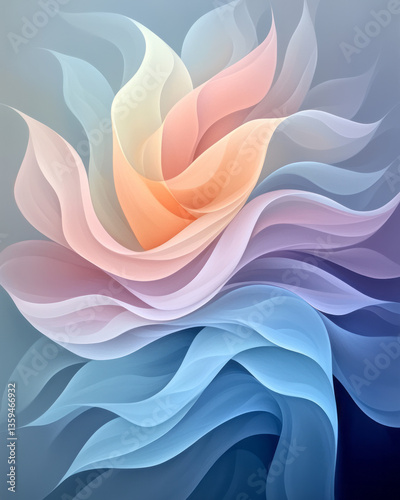 A wide-open abstract field of pale blues, radiant white beams, and soft curves flowing outward, photo