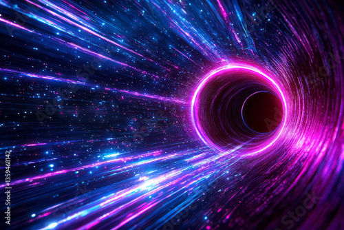 A visual metaphor of the speed of light, represented by a blinding core sphere emitting continuous photo