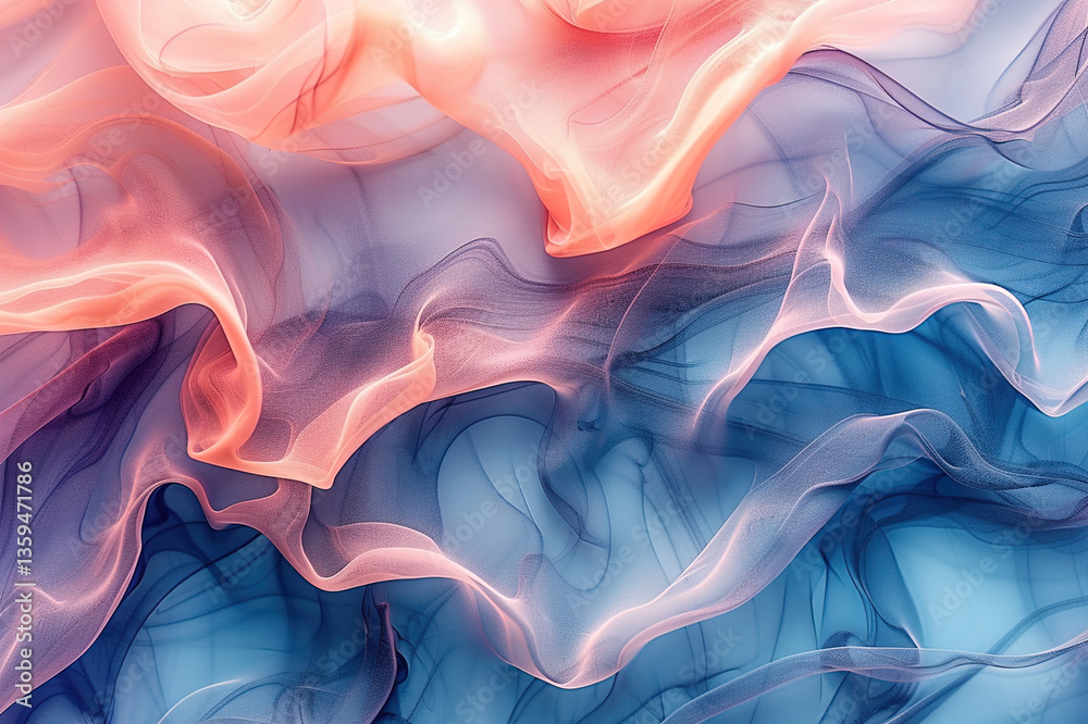 Obraz premium Abstract pattern of ink diffusing in water, creating soft, swirling forms and gradients