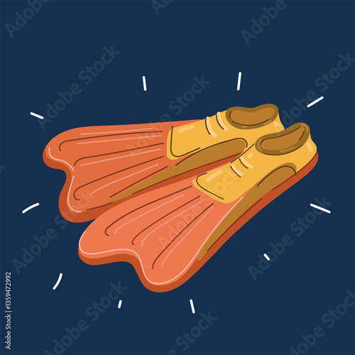 Cartoon vector illustration of swim fins, symbolizing agile aquatic propulsion and the graceful rhythm of water.