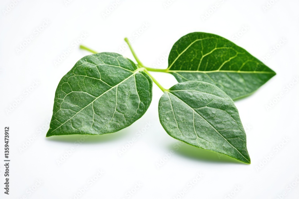 Fototapeta premium Gymnema Sylvestre: Green Leaves Growth in Season. White Background with Food and Vegetable