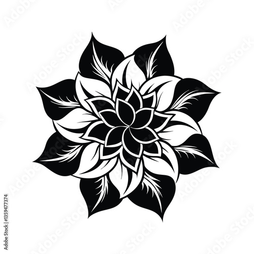 black and white flower vector