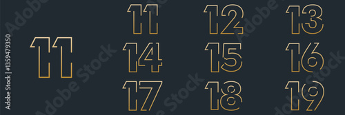 collection anniversary year logo designs. abstract number, vector illustration. gold logo and black background photo