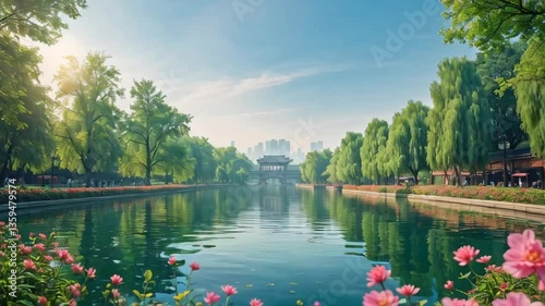 amazing Kunming Lake in Beijing, China, summer day

